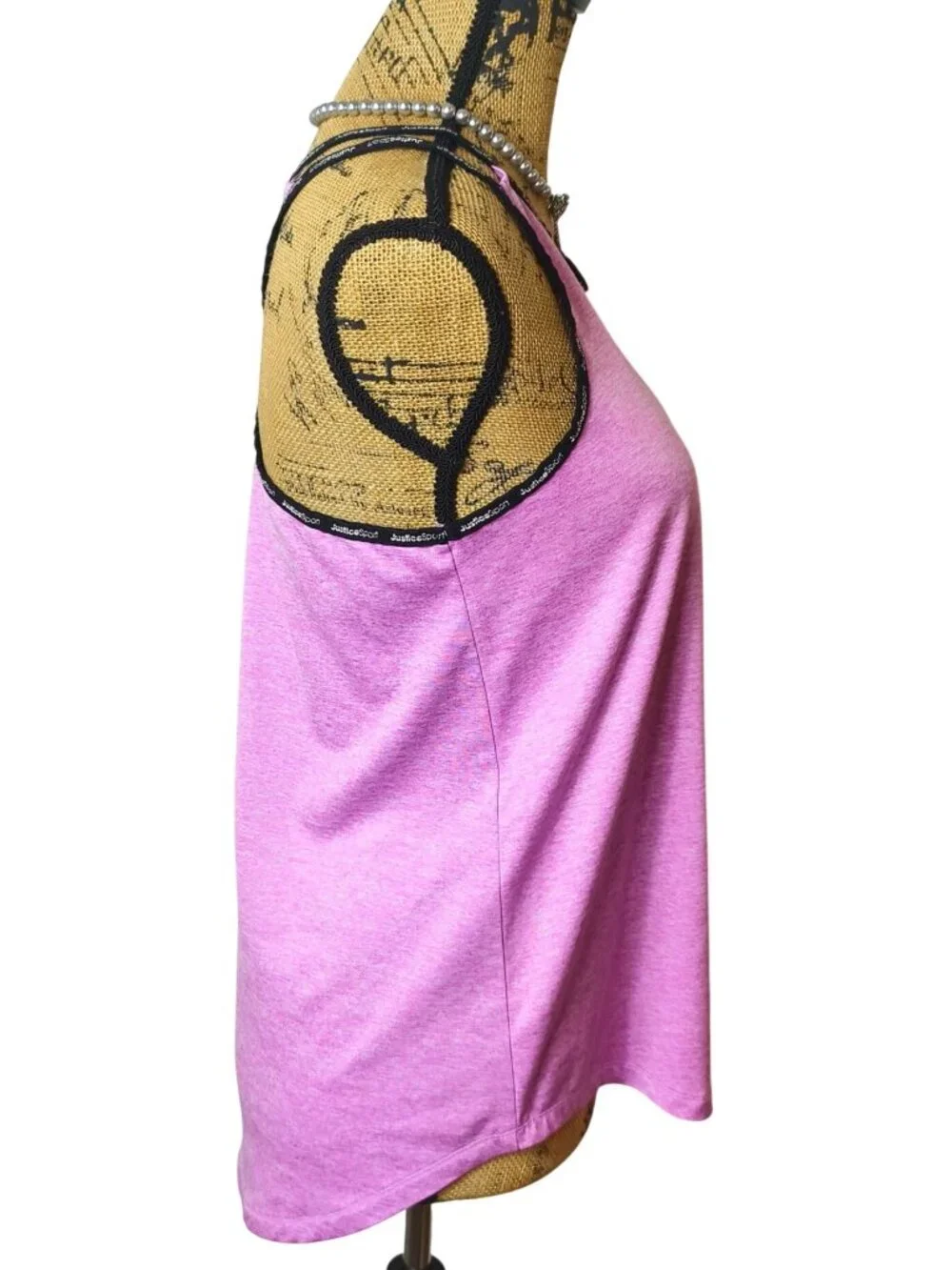 Justice Girls XL Pink Racerback Tank Athletic Black Branded Trim Sporty 16/18